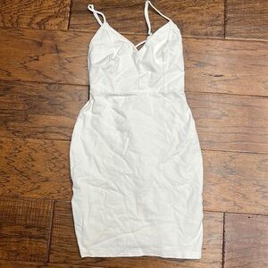 Lulus mini v-neck white spaghetti strap dress